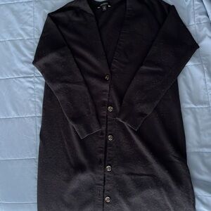 ANN TAYLOR | Womens long wool cardigan black medium
